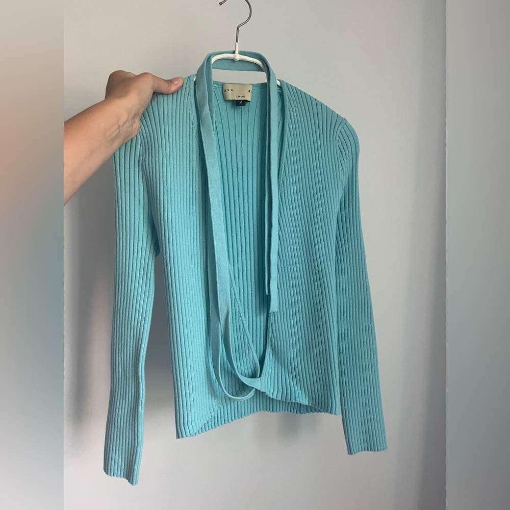 Giu Giu Nonna wrap cotton sweater teal size M